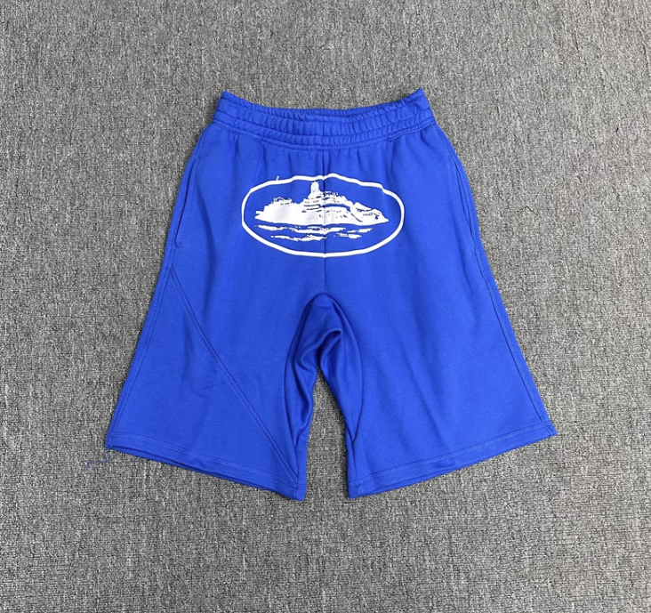 Cotton Shorts Orange Blue Light Blue Black Graphic Print Casual