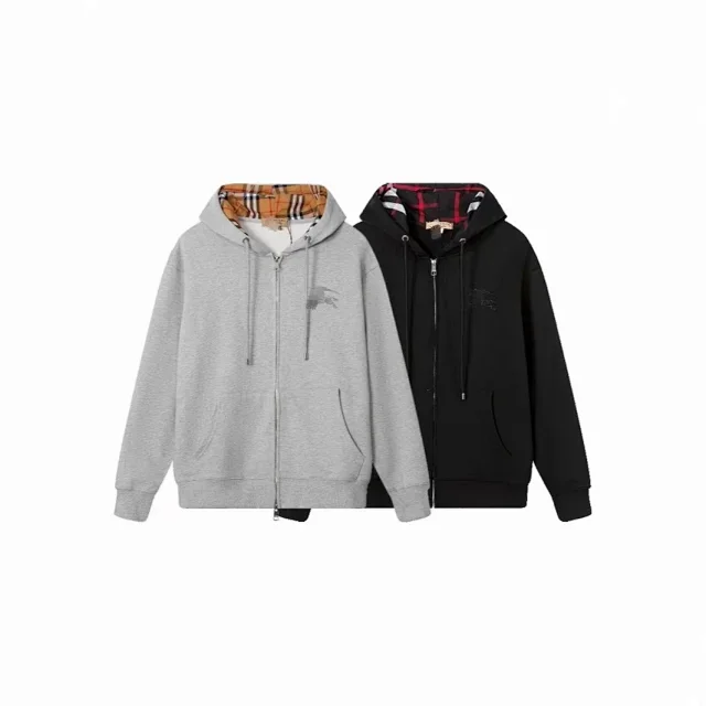 Burberry Grey and Black Zip-Up Hoodies
