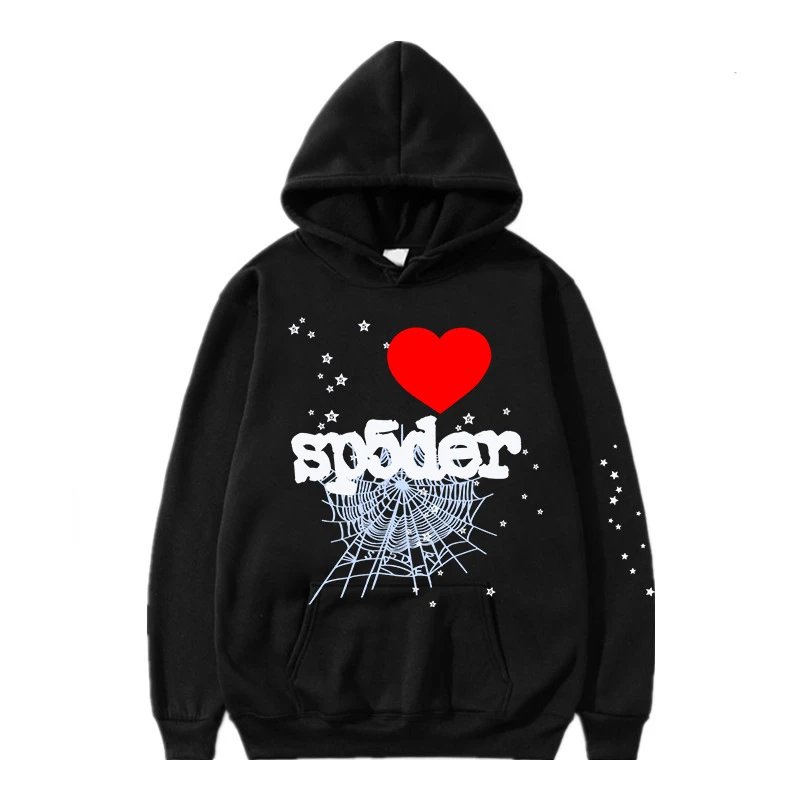 Spider Web Print Black Graphic Hoodie