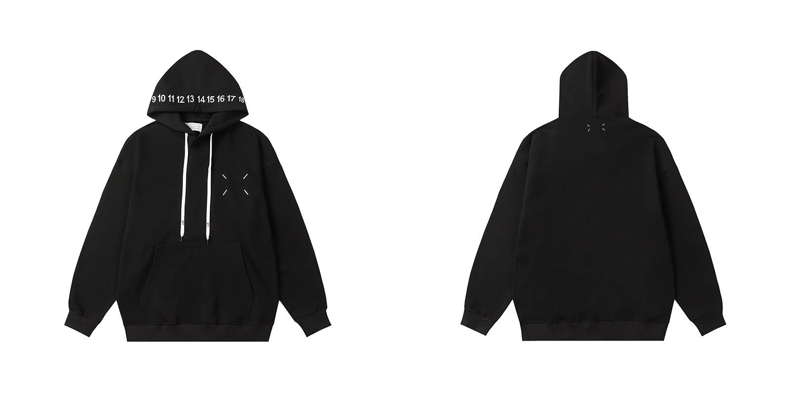 Maison Margiela Replica Black Numeric Print Hooded Sweatshirt