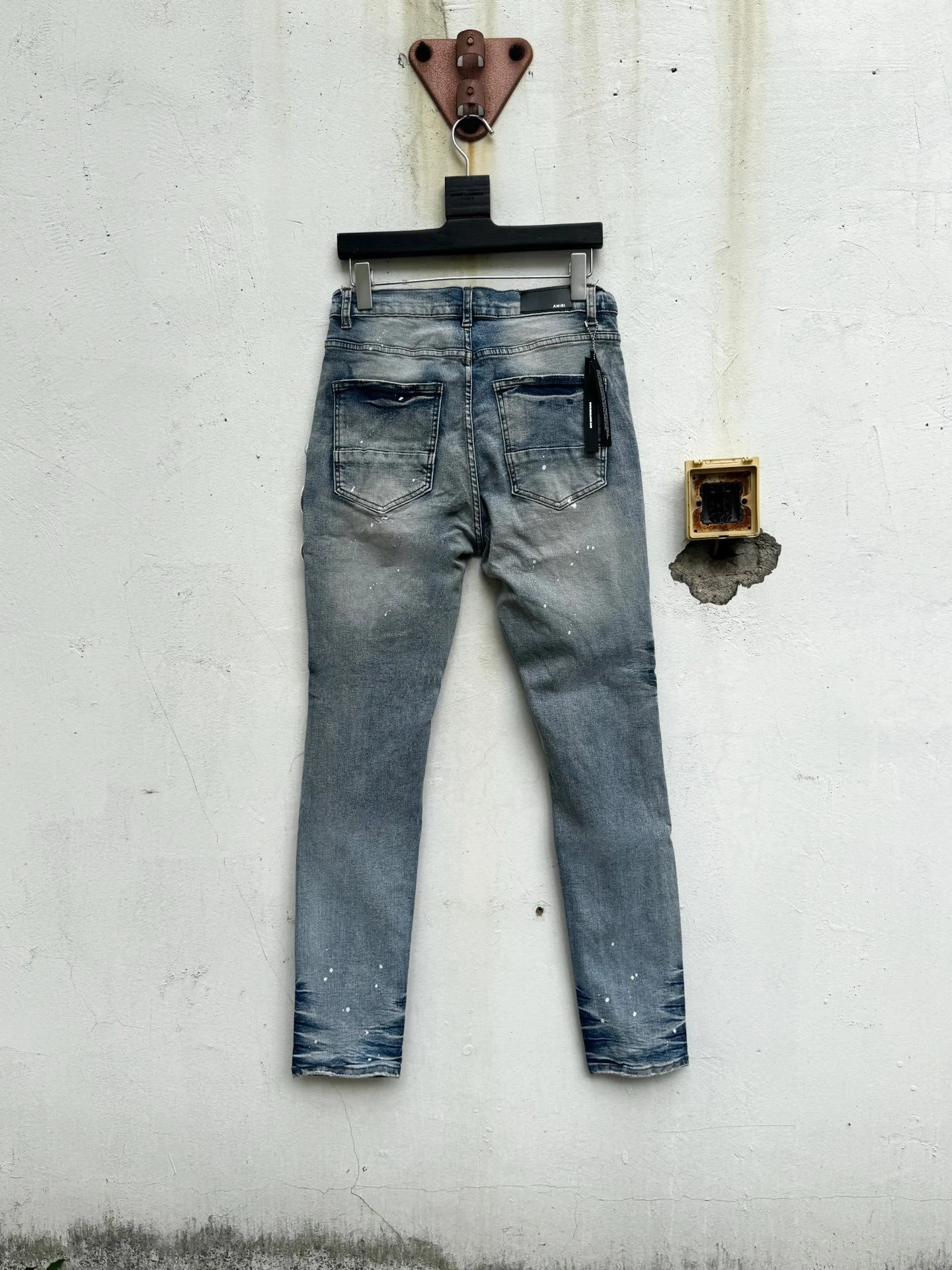 Amiri Patchwork Distressed Grey Slim Fit Jeans