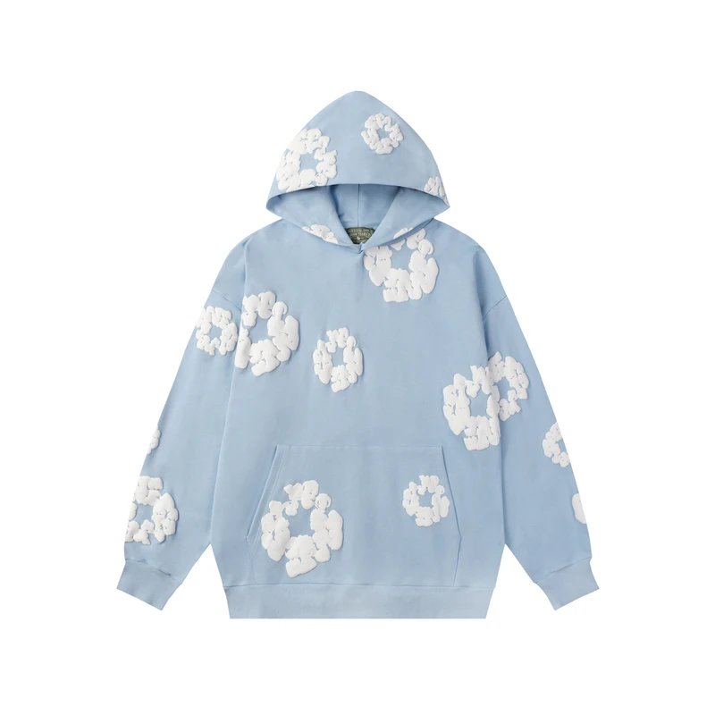 Floral Print Hooded Sweatshirt Multicolor Oversized Pullover