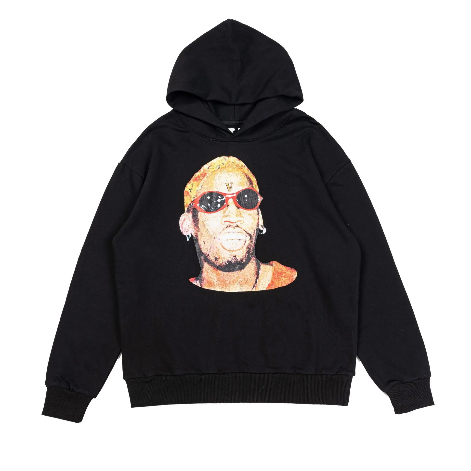 White Graphic Print Hoodie With Celebrity Portrait Streetwear