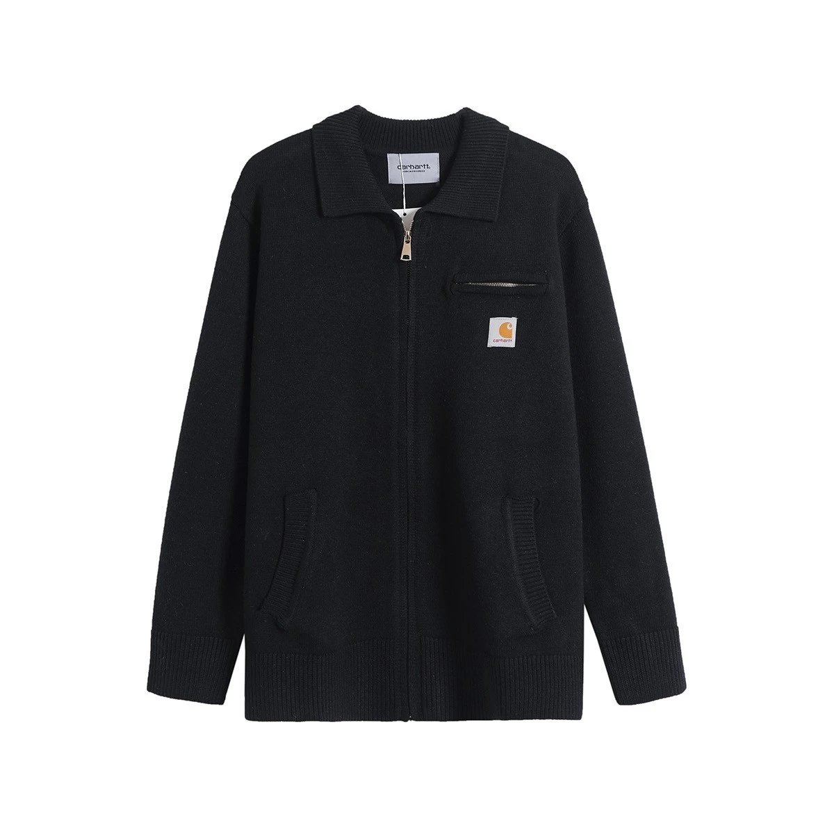 Carhartt Knit Zip-Up Jacket Cream and Black Casual Sweater