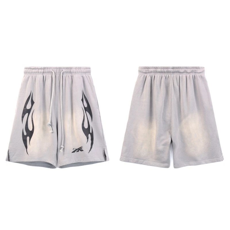 Hell Star Distressed Light Blue Ripped Denim Shorts