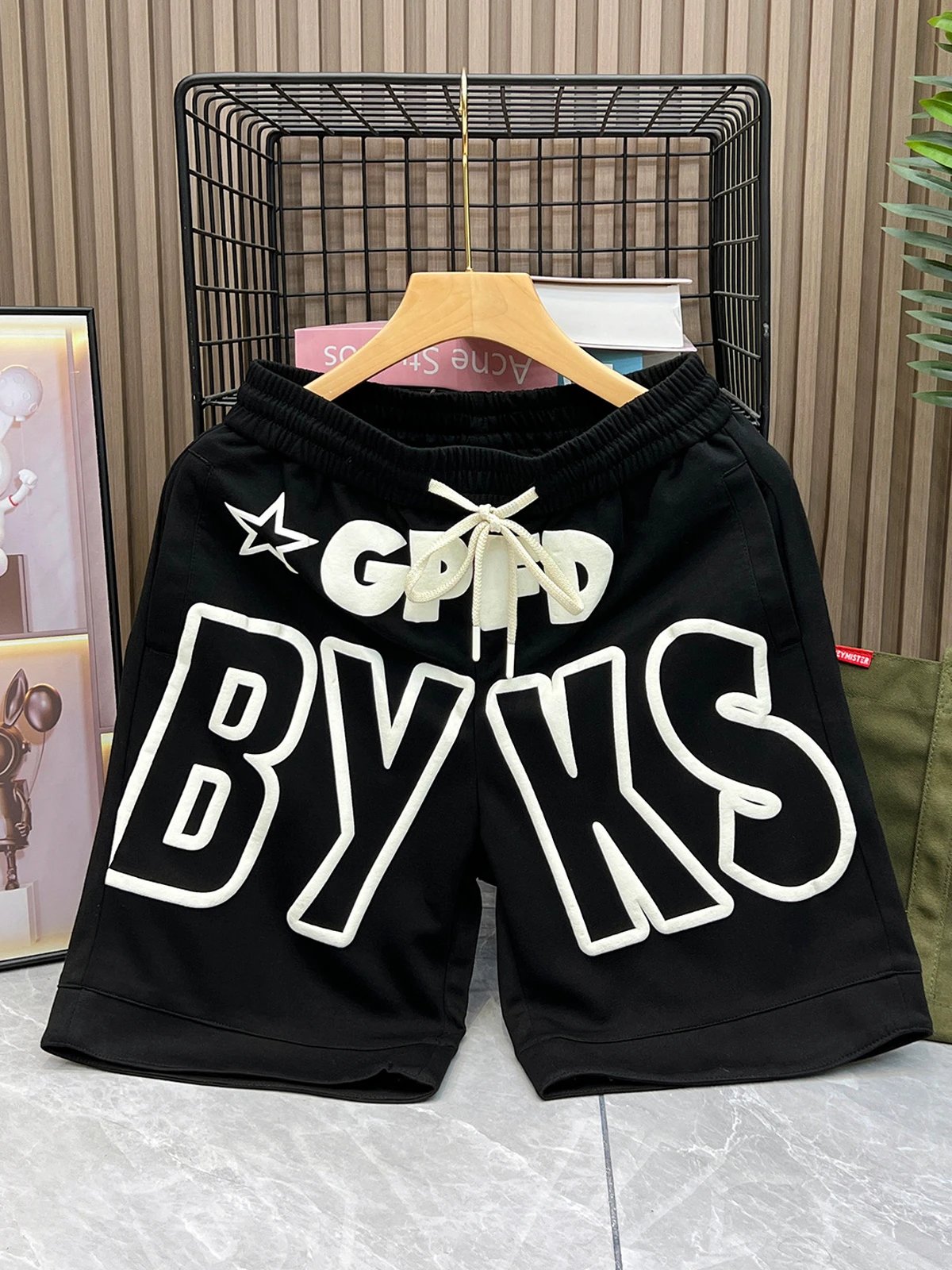 GPFD BYKS Black Graphic Print Shorts