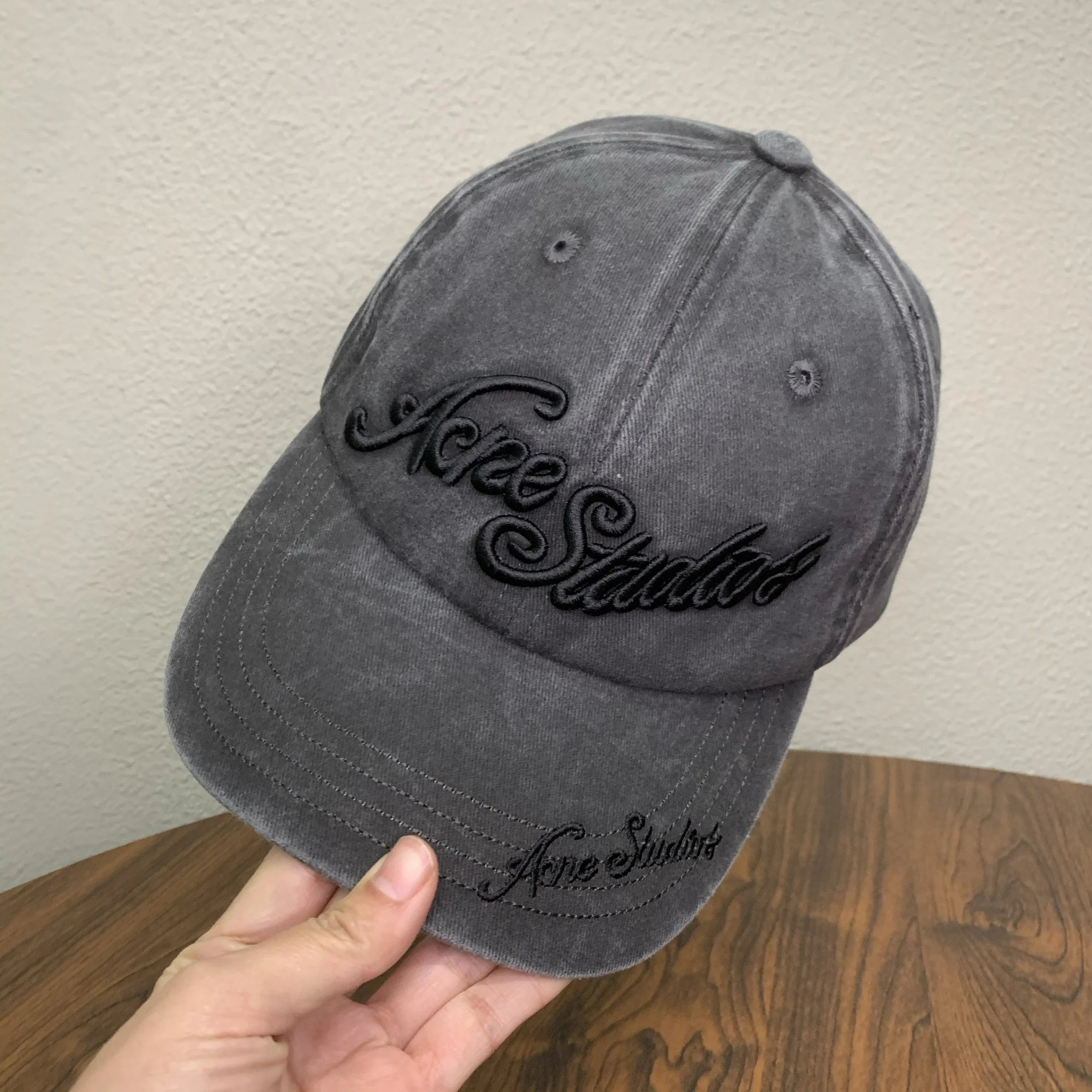 Acne Studios Grey Embroidered Baseball Cap