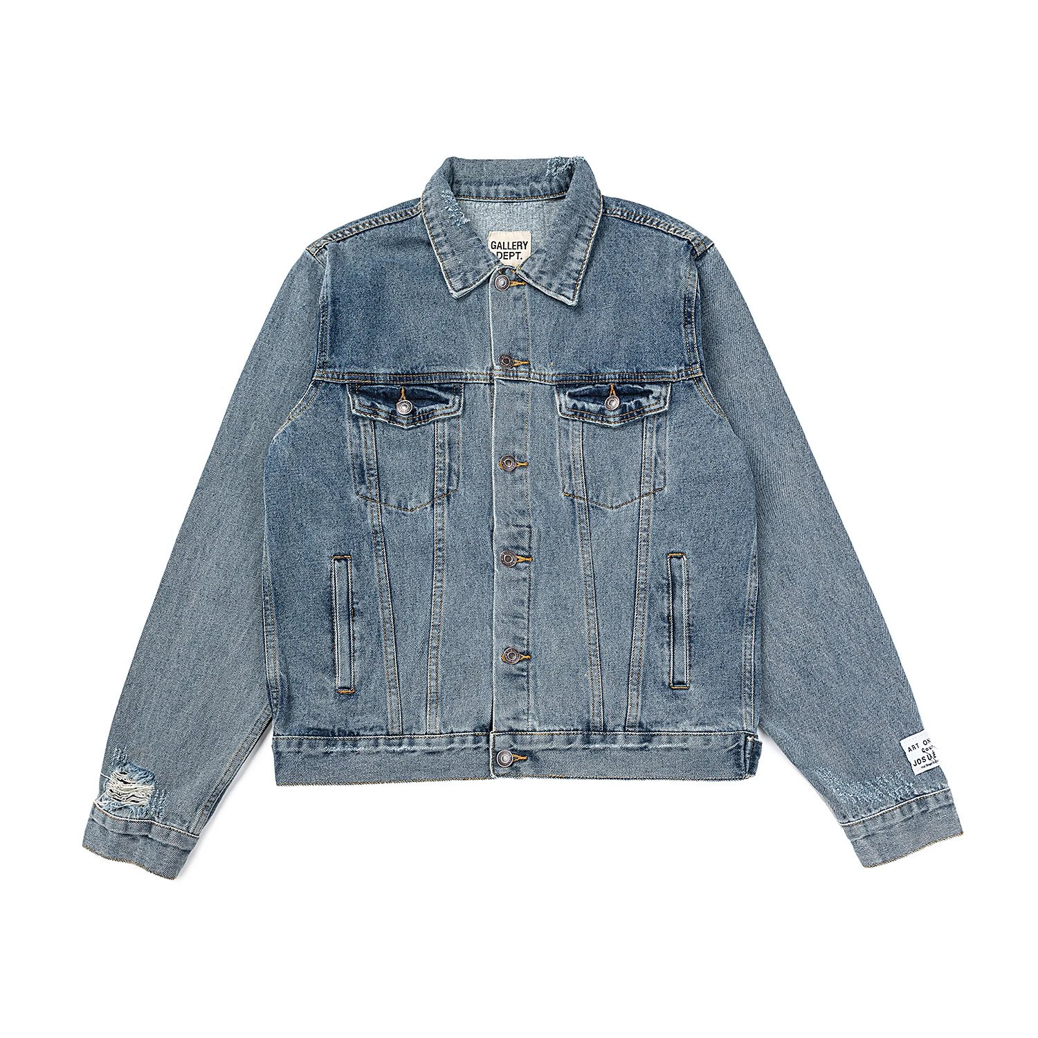 Gallery Dept. Denim Jacket Medium Wash Distressed Classic Trucker