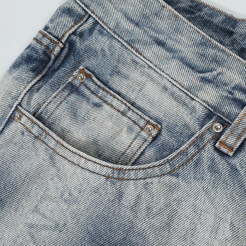 Amiri Logo Print Light Blue Wide Leg Denim Jeans