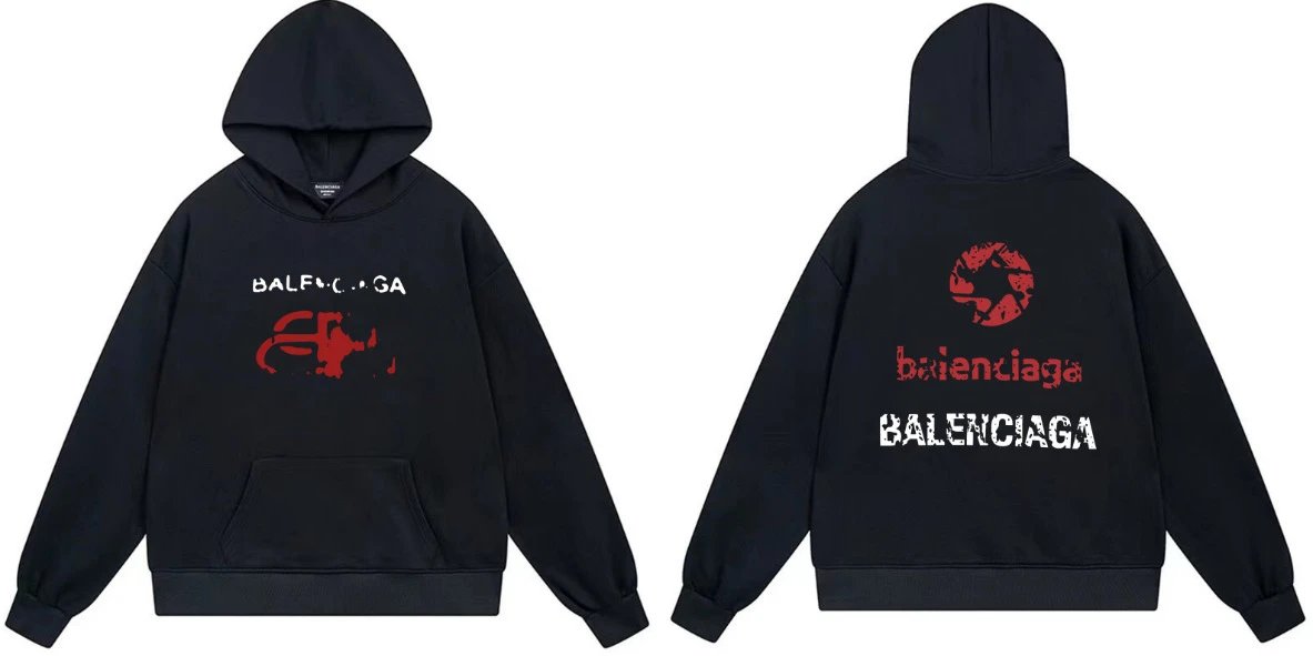 Balenciaga Logo Black Oversized Hoodie