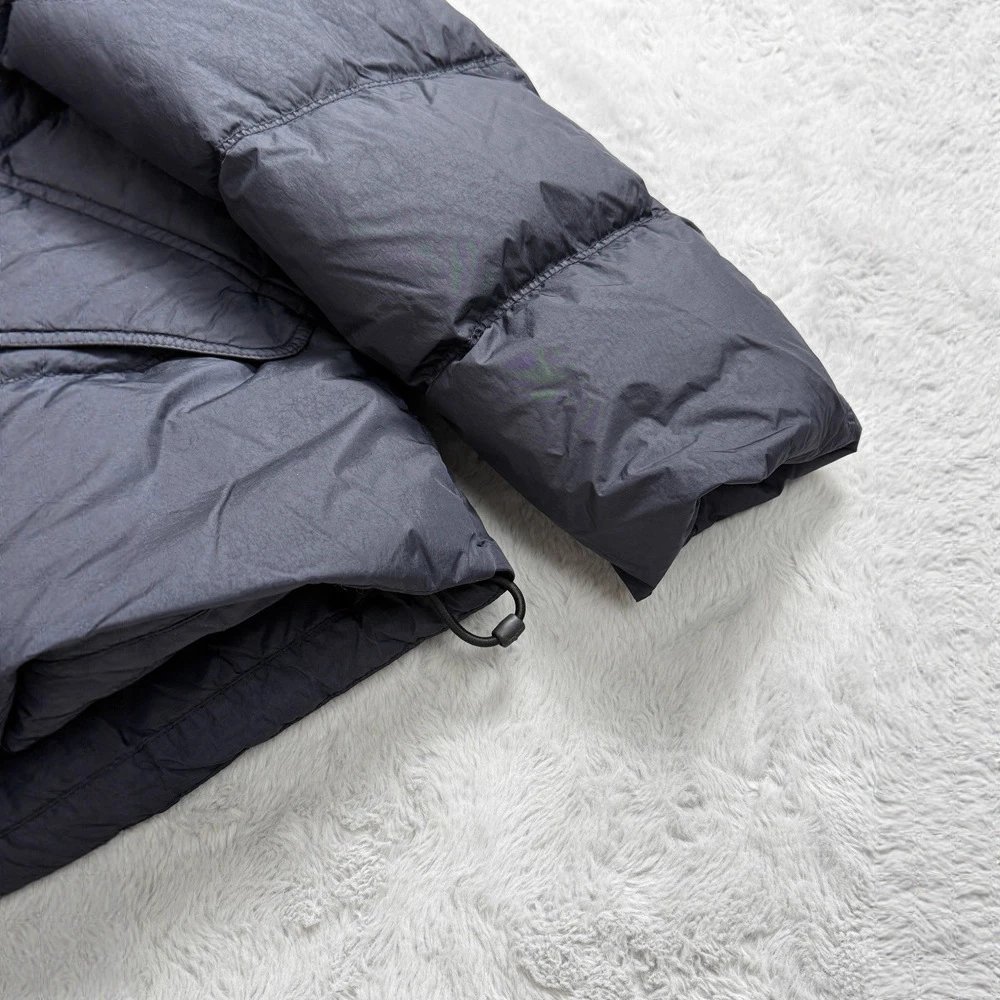 Stone Island Puffer Jacket Light Gray and Navy Blue Quilted Winter Coat