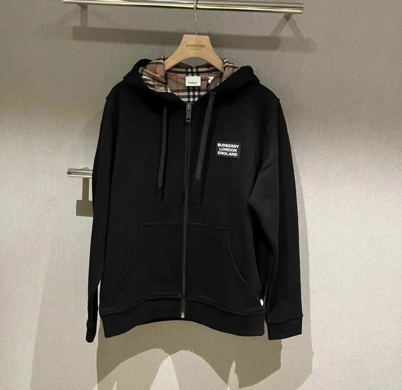 Burberry Logo Black Zip-Up Hoodie Sweatshirt