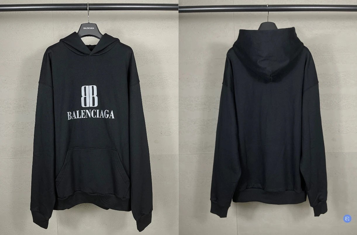 Balenciaga Logo Black Oversized Hoodie