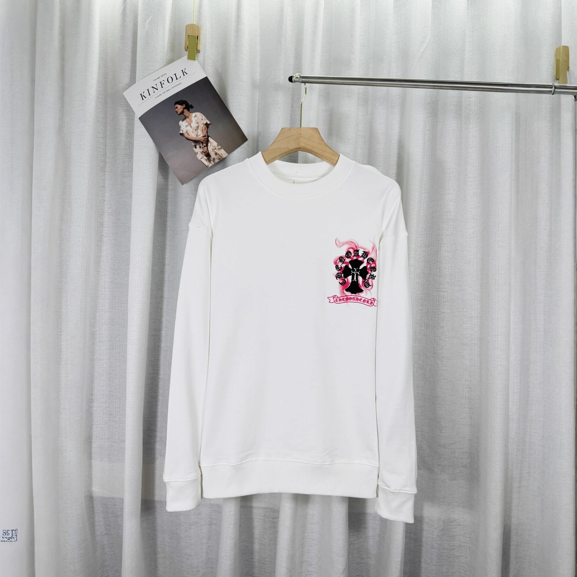 Chrome Hearts White Gothic Cross Print Sweatshirt