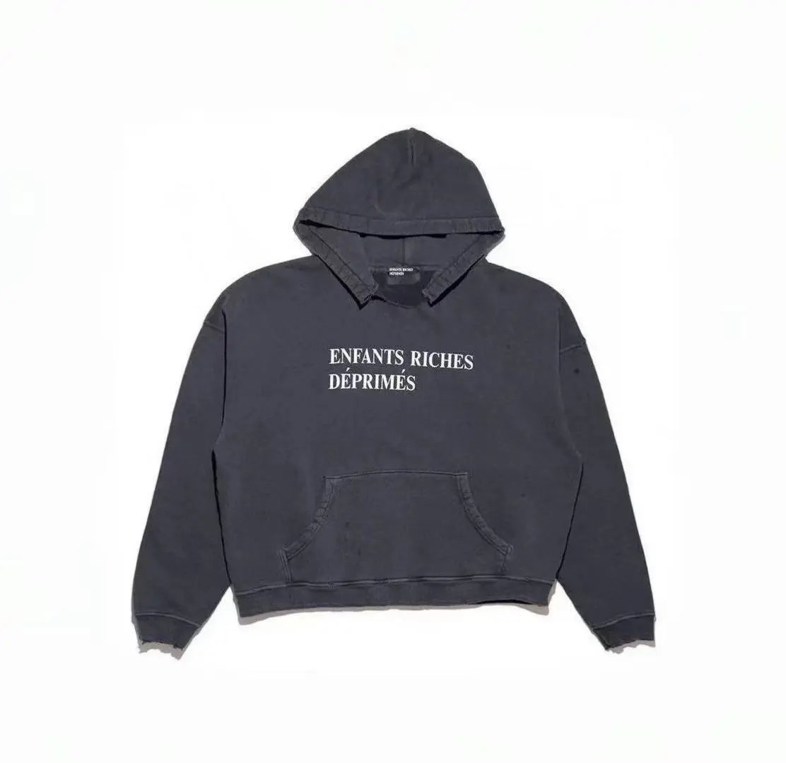 Letter Slogan Washed Distressed Hooded Sweatshirt photo 8