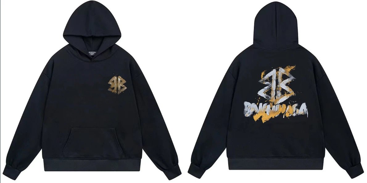 Balenciaga Logo Black Oversized Hoodie