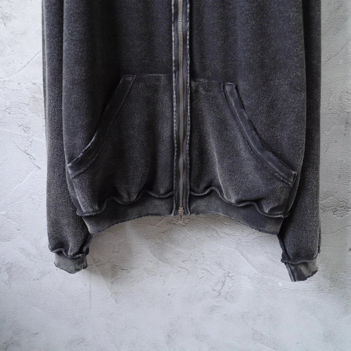 Balenciaga Oversized Washed Black Zip-Up Hoodie