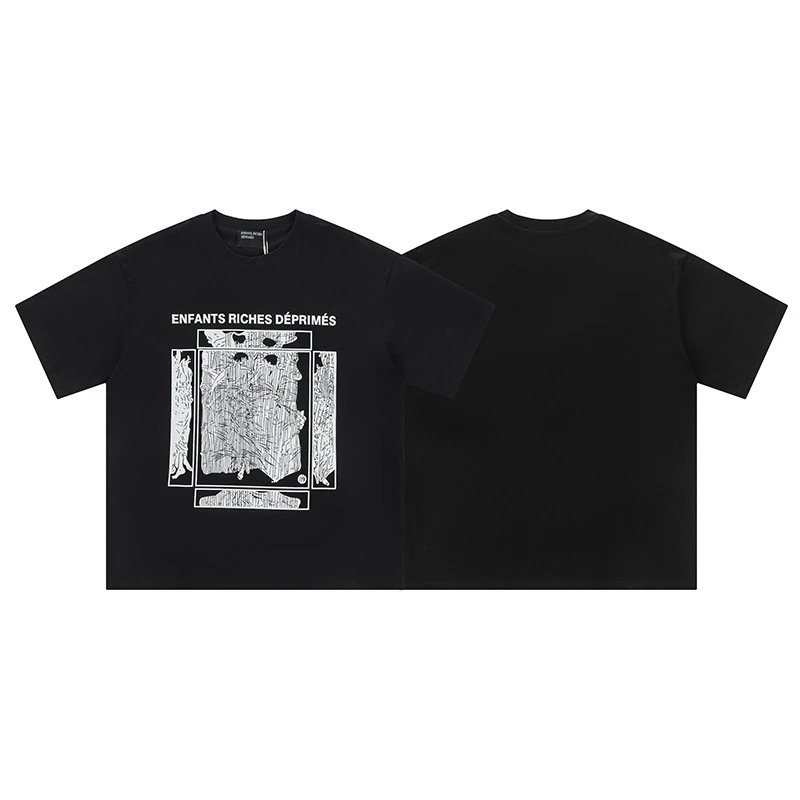 Line Drawing Pattern Printed Short-Sleeved Shirt photo 2