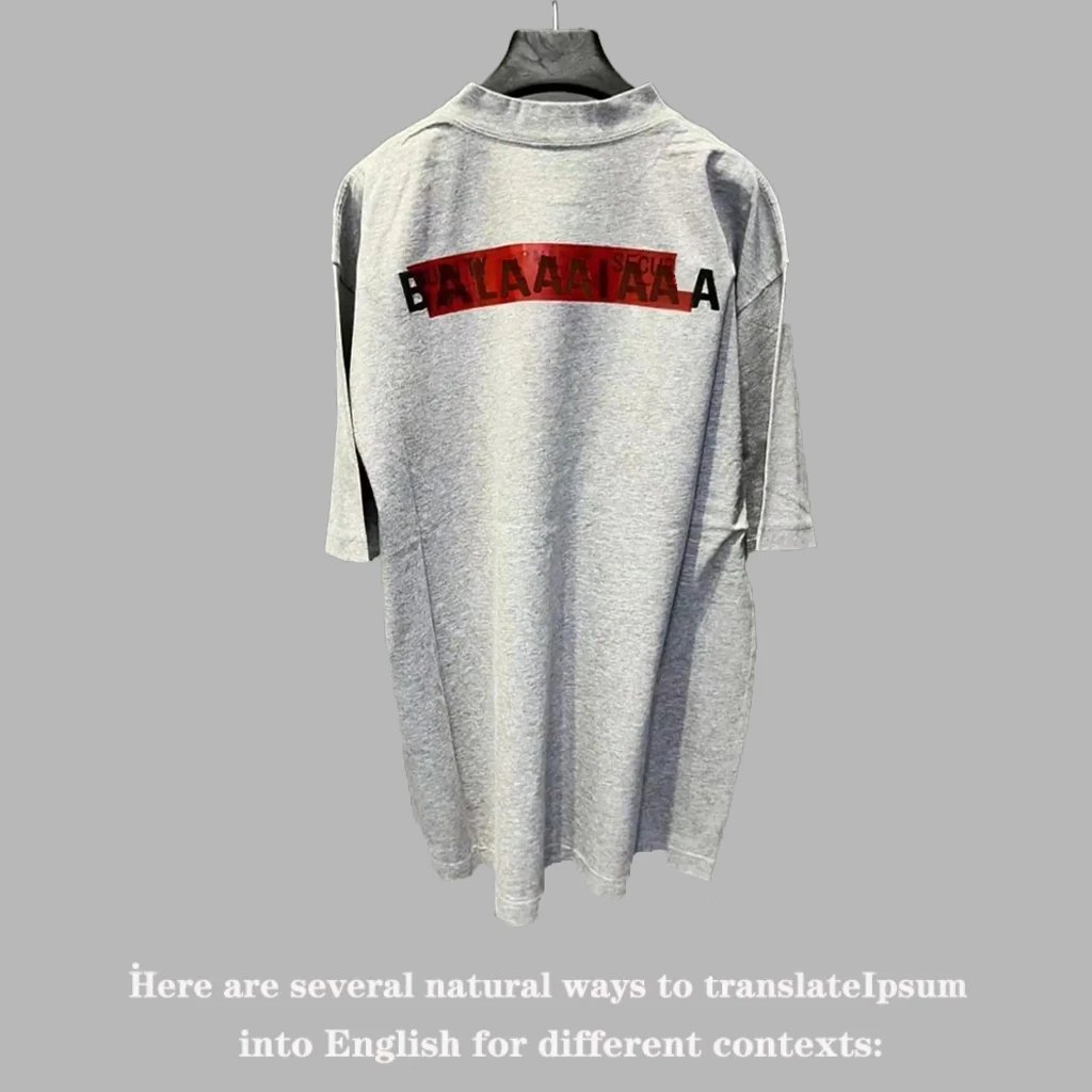 Grey Oversized T-Shirt with Red Patch Logo Casual