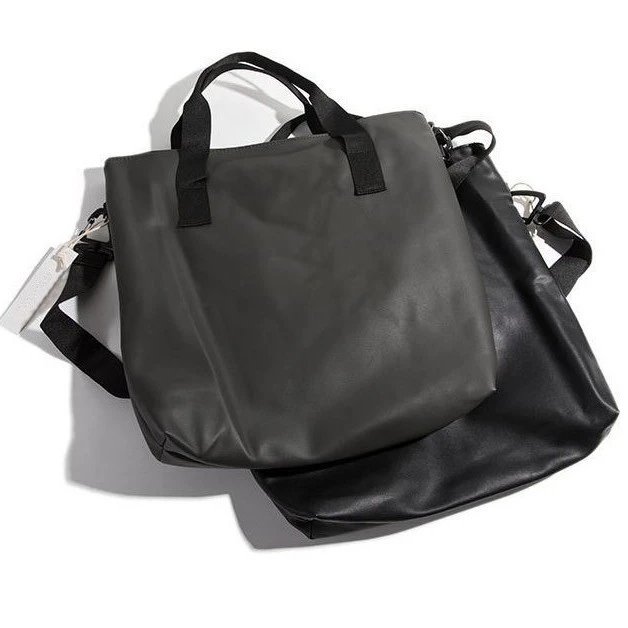 Black Leather Tote Bag Black Minimalist Shoulder Bag