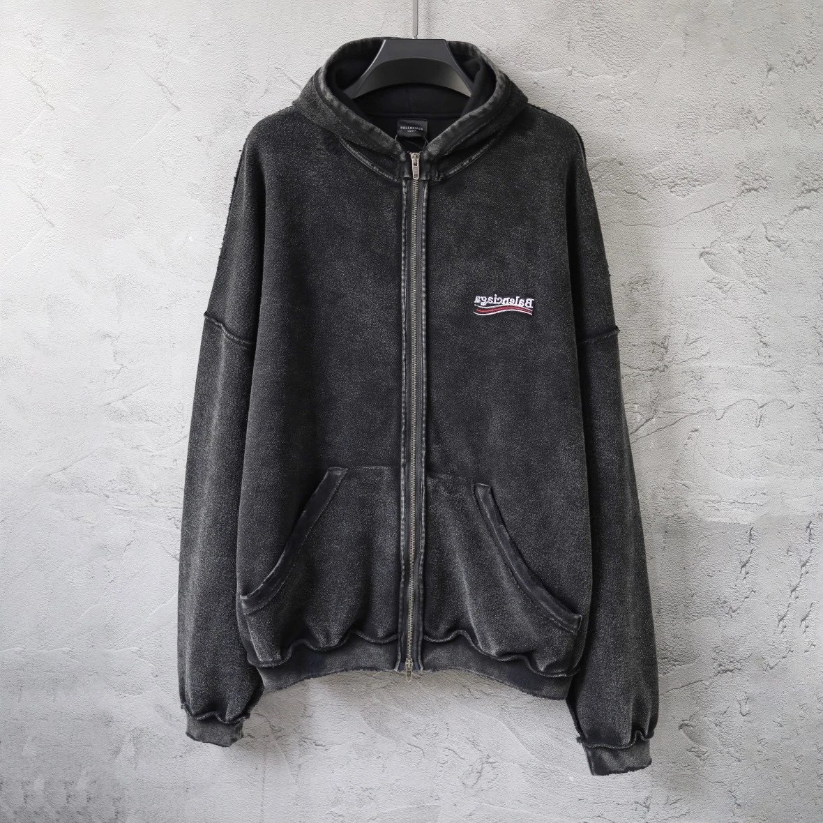 Distressed Hooded Sweatshirt