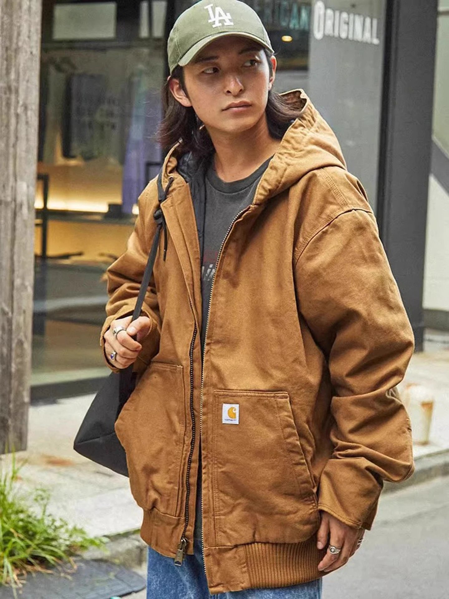 Carhartt 104050 washed heavy American workwear canvas hooded jacket
