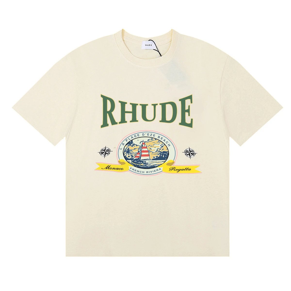 Rhude Lago Di Como White Graphic Print T-Shirt