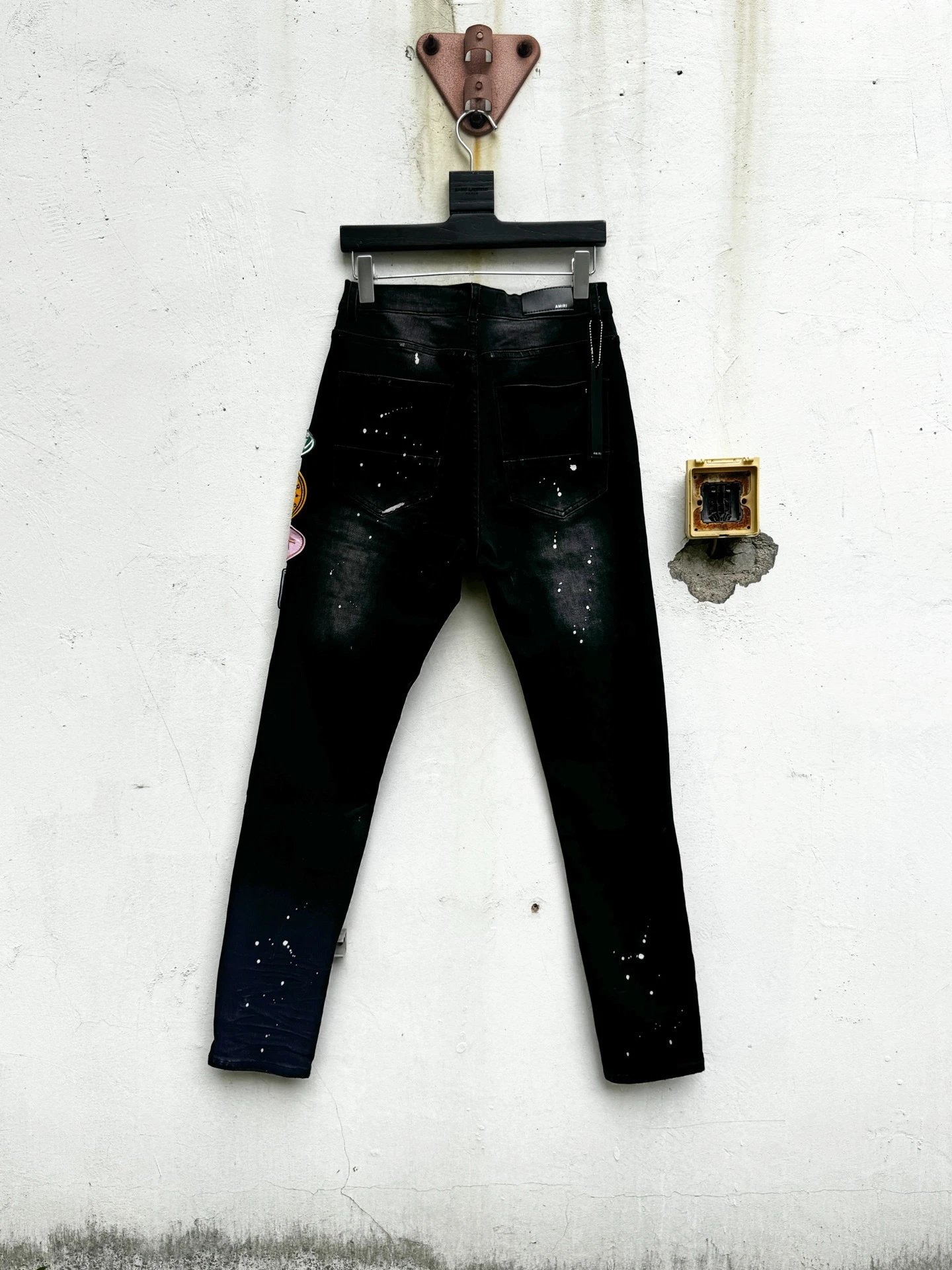 Amiri Patchwork Distressed Grey Slim Fit Jeans