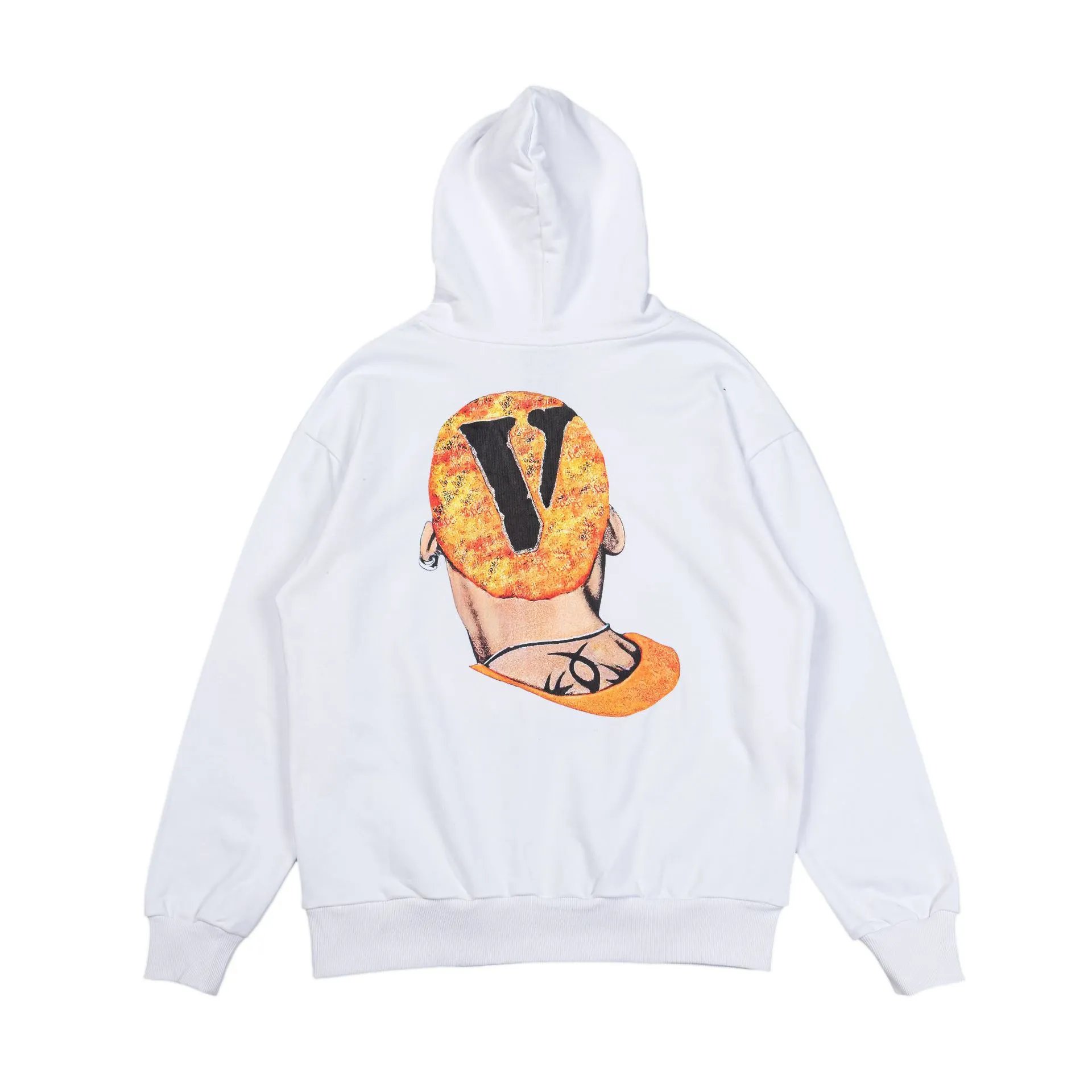 White Graphic Print Hoodie With Celebrity Portrait Streetwear