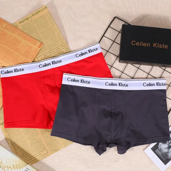 Design Ceilen Klste Classic Boxer Briefs Red and Charcoal Gray Underwear - 1