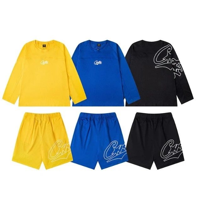 Cortiez Unisex Loose Mesh Long Sleeve T-Shirt Shorts Set