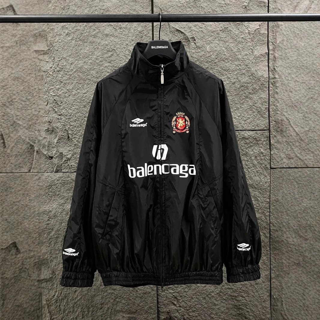 Balenciaga Football Jacket Black Sporty Windbreaker