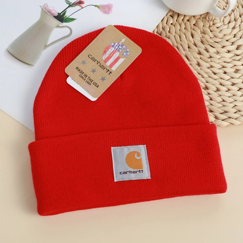 Carhartt white knitted winter hat men's red women's windproof warm outdoor hiking cold hat