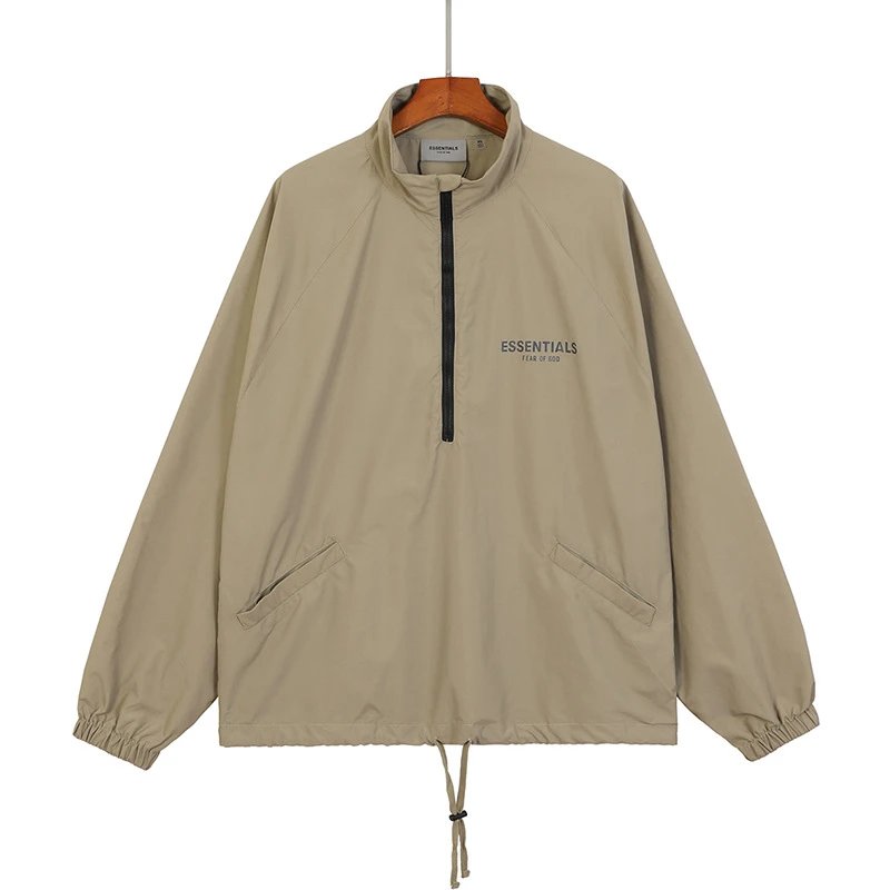 Essentials Half-Zip Black Windbreaker Jacket