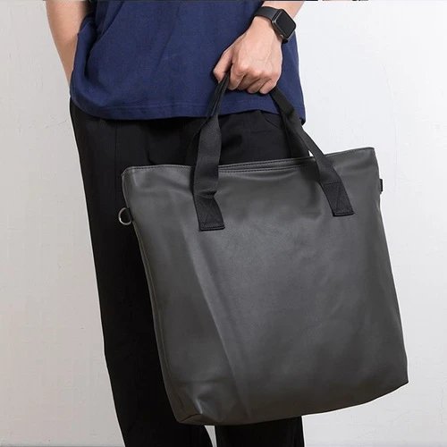 Black Leather Tote Bag Black Minimalist Shoulder Bag