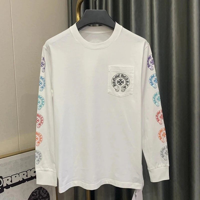 Sanskrit Letter Print Color Gradient Long-Sleeve T-Shirt