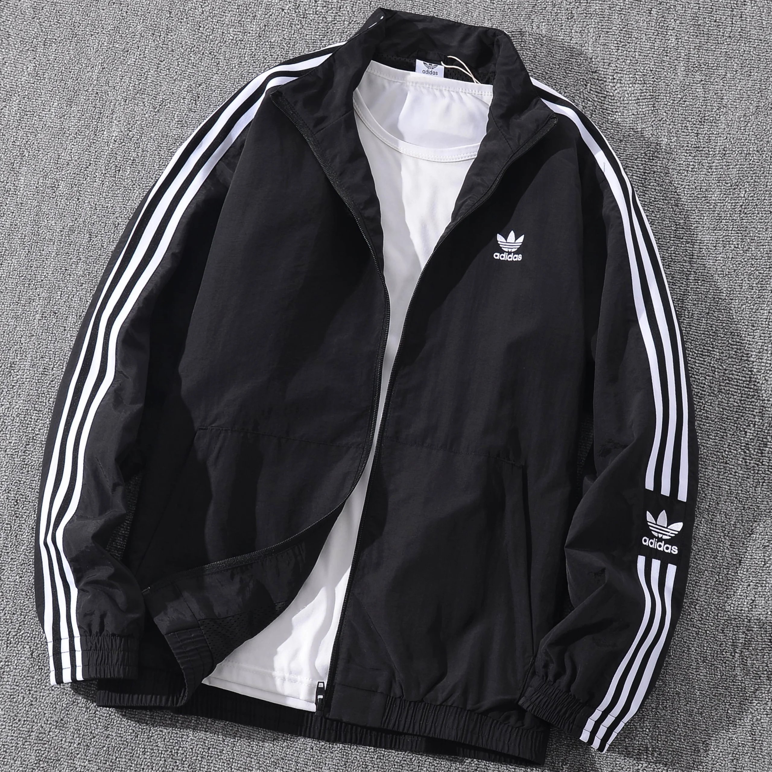 Adidas Track Jacket Olive Green Sporty Windbreaker