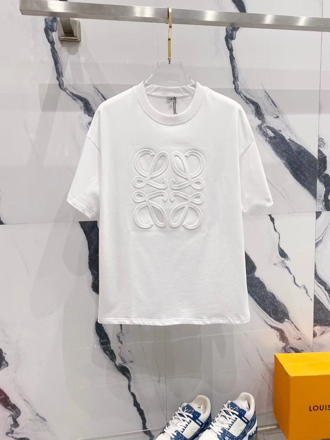 Loewe Logo Embroidered White Oversized T-Shirt