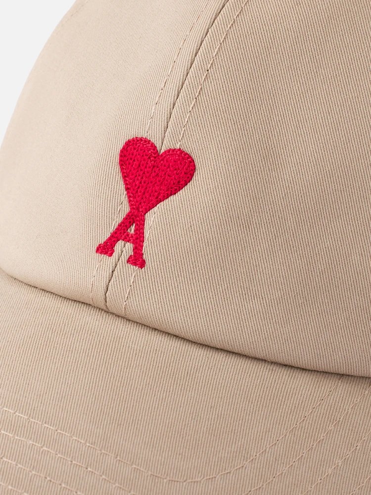 Ami Paris Beige Heart Logo Baseball Cap