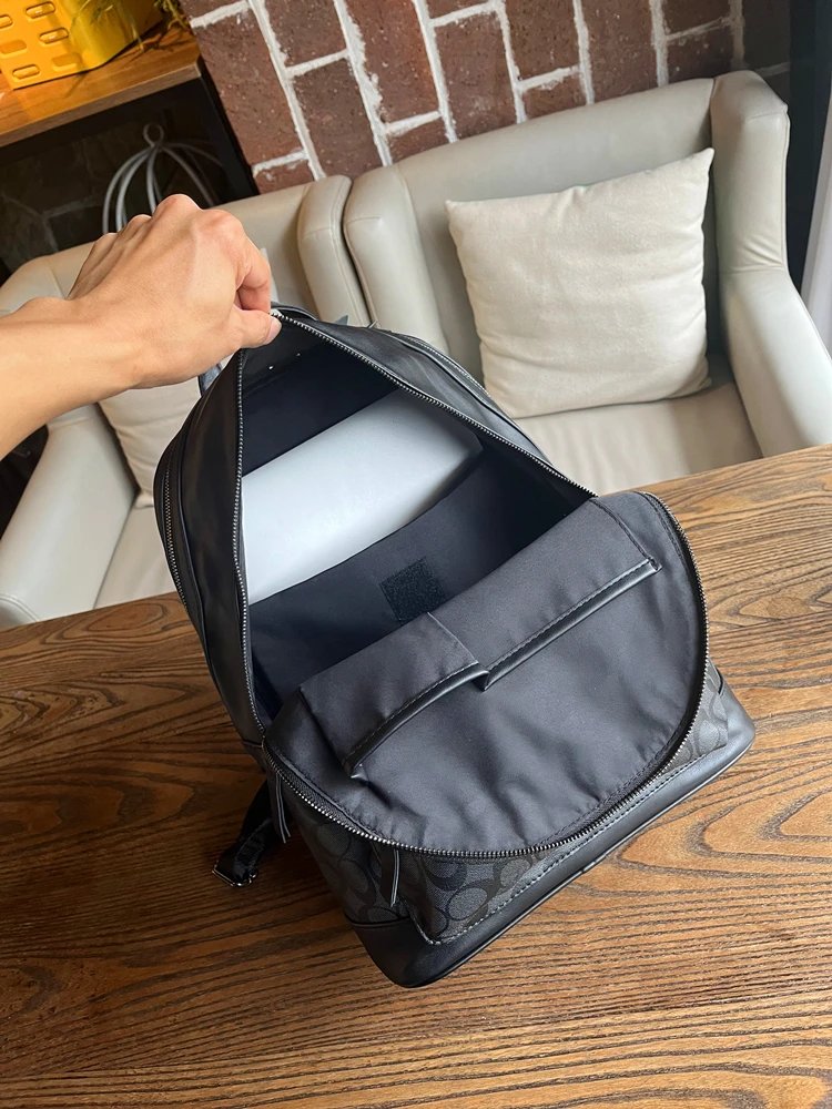 Coach Signature Gray Monogram Leather Backpack
