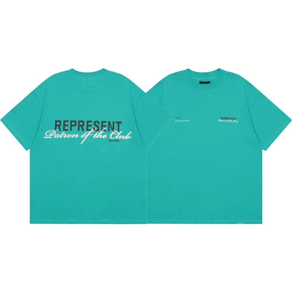 Represent Retro Letter Print Unisex Crew Neck Short Sleeve T-Shirt