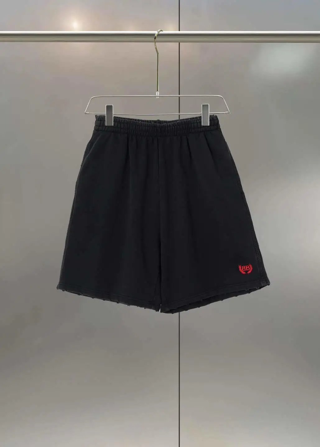 Balenciaga Logo Embroidered Navy Blue Sporty Shorts