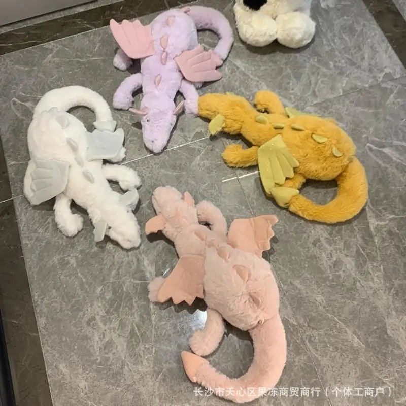 Plush Dragon Stuffed Animal Toy Pastel Pink White Yellow Green Soft Cuddly