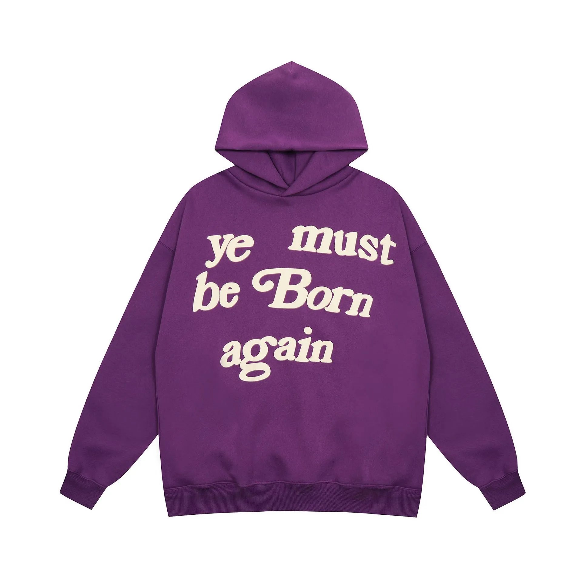 Black Hooded Sweatshirt With Cream 'Ye Must Be Born Again' Graphic Oversized Streetwear