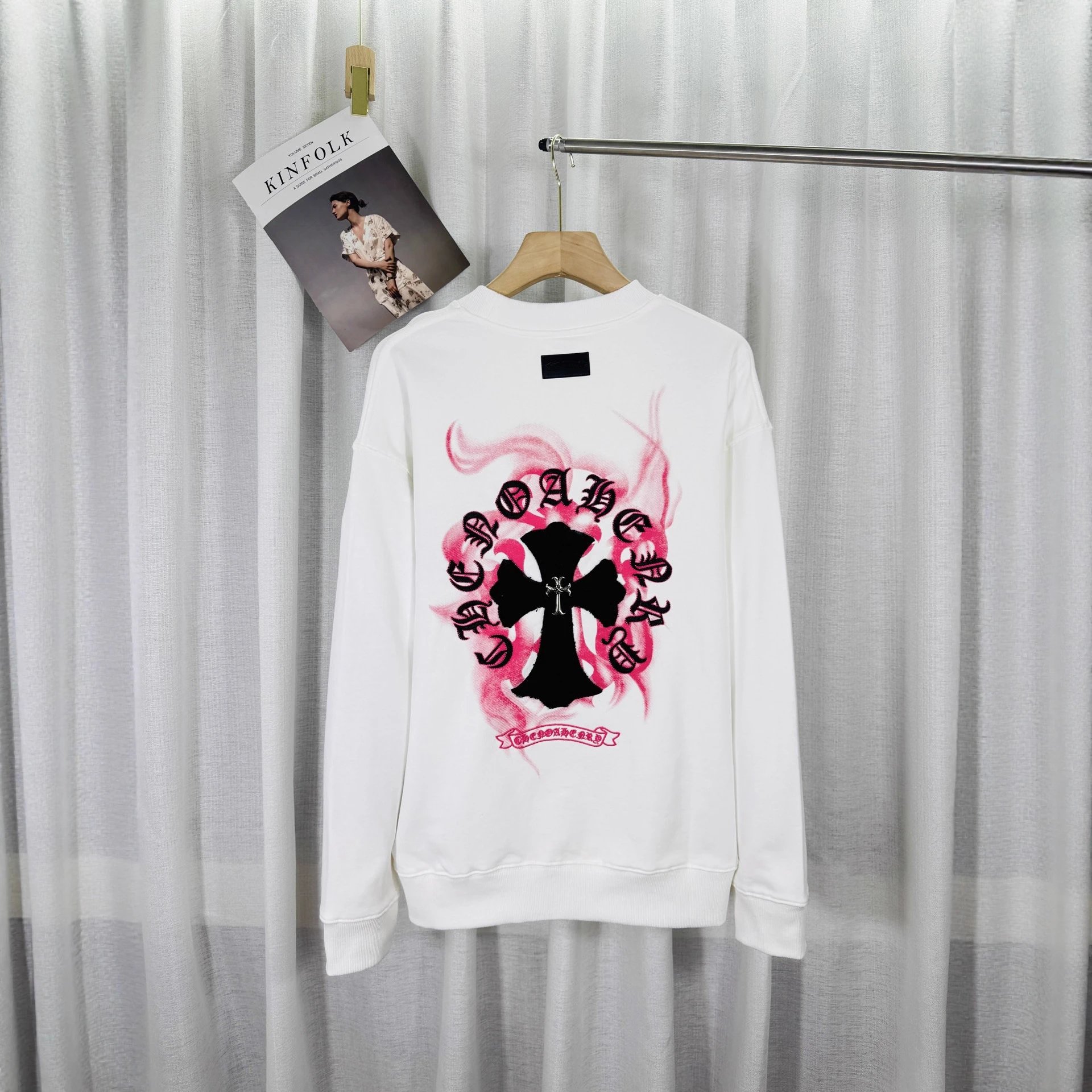 Chrome Hearts White Gothic Cross Print Sweatshirt