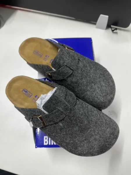 Birkenstock Boston Wool Gray Clogs - 1