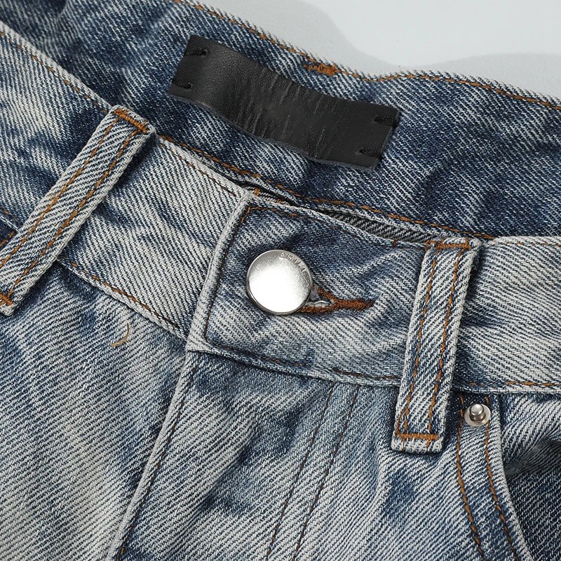 Amiri Logo Print Light Blue Wide Leg Denim Jeans