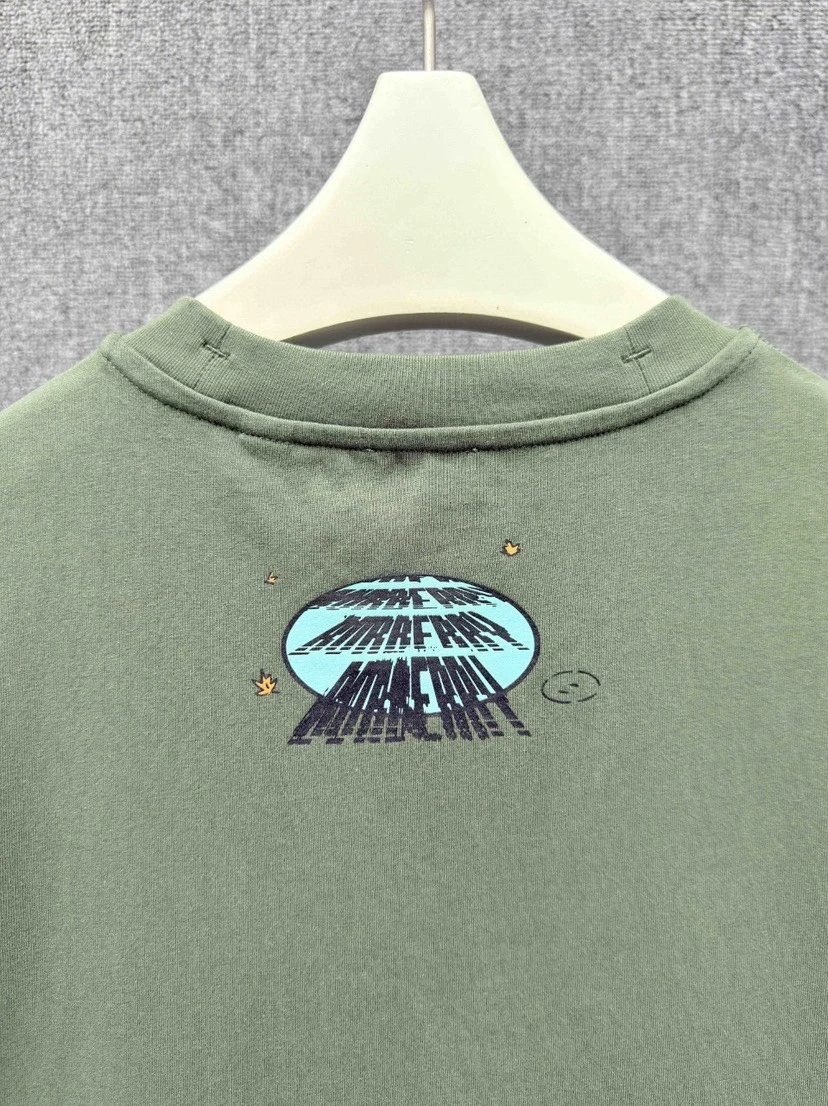 Burberry Graphic Print Olive Green Casual T-Shirt