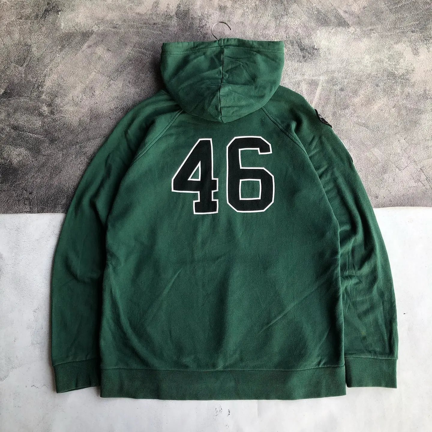 Green Hooded Sweatshirt with Boston Arch Logo Casual Pullover