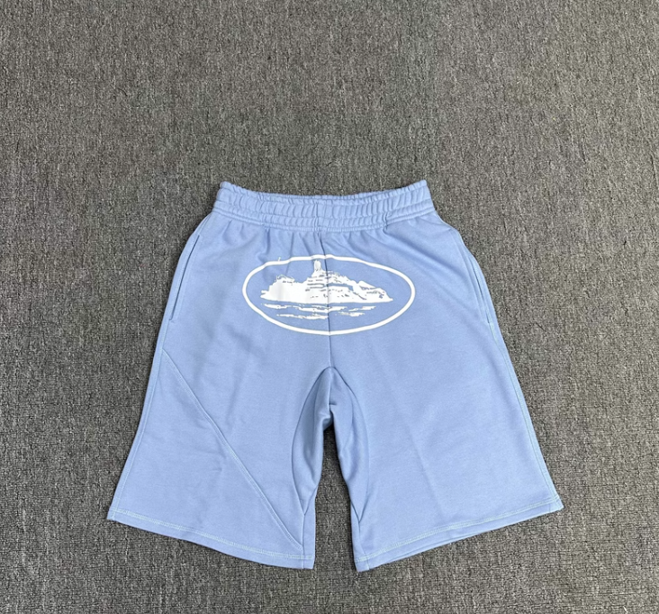 Cotton Shorts Orange Blue Light Blue Black Graphic Print Casual
